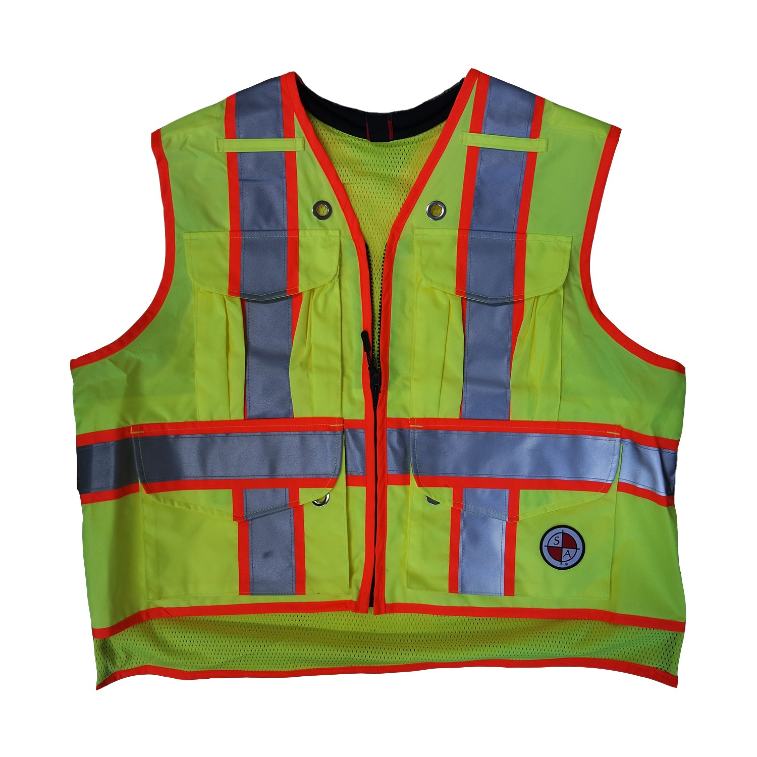 Safety Apparel X-Back Party Chief Summer Weight Survey Vest, Class 2 - Yellow -Safety- eGPS Solutions Inc.