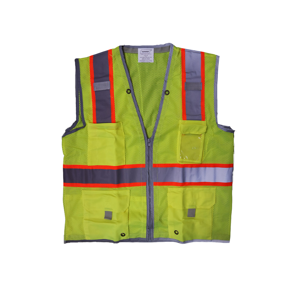 Ironwear Vest Lime 1241, ANSI Class 2, - Lime Mesh, 6 pockets -Safety- eGPS Solutions Inc.