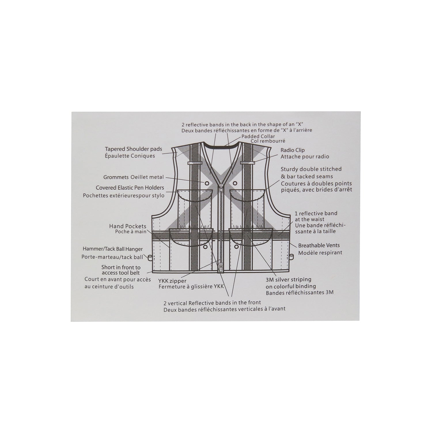 Safety Apparel X-Back Party Chief Summer Weight Survey Vest, Class 2 - Yellow -Safety- eGPS Solutions Inc.