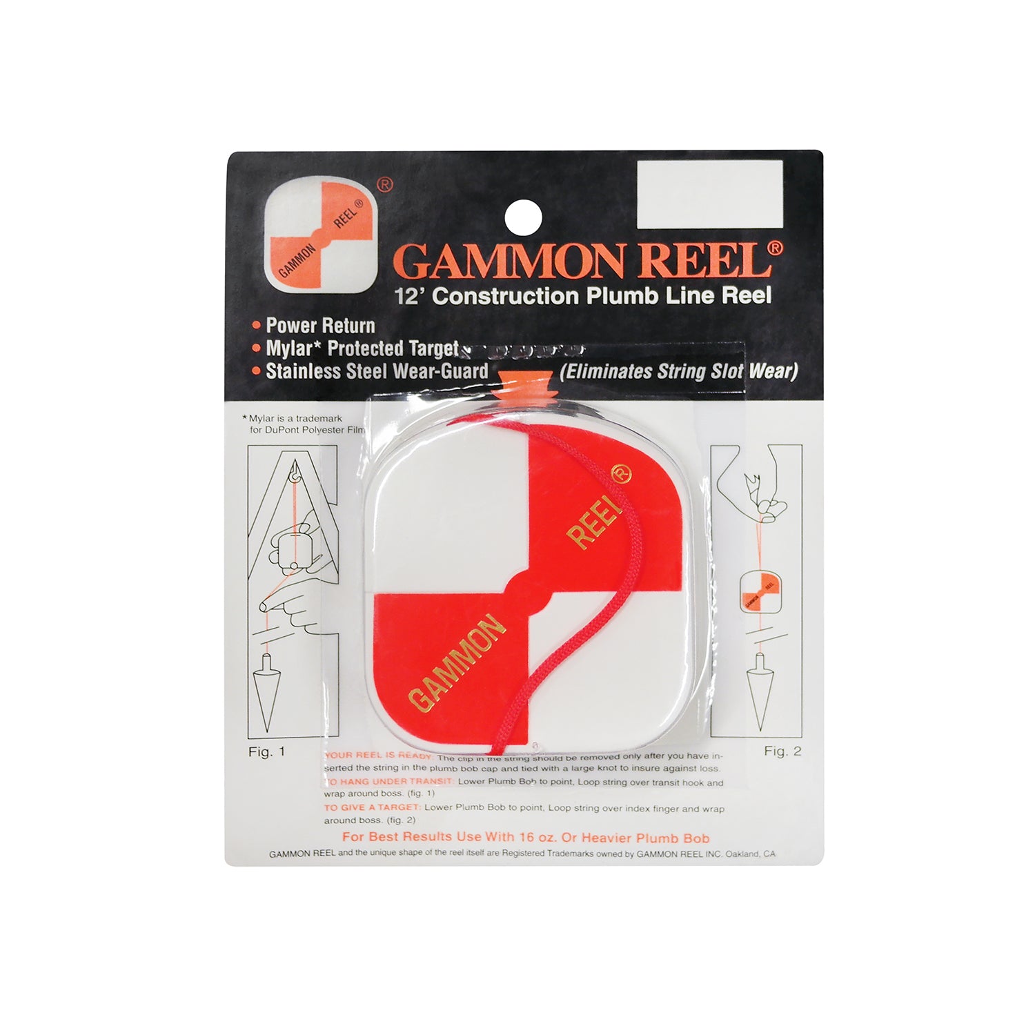 Gammon 12' Construction Plumb Line Reel -Gammon Reels & Plumb Bobs- eGPS Solutions Inc.
