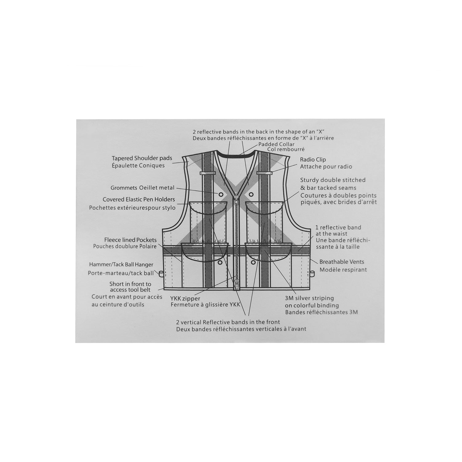 Safety Apparel Heavy Duty X-Back Party Chief Survey Vest, Class 2 - Orange -Safety- eGPS Solutions Inc.