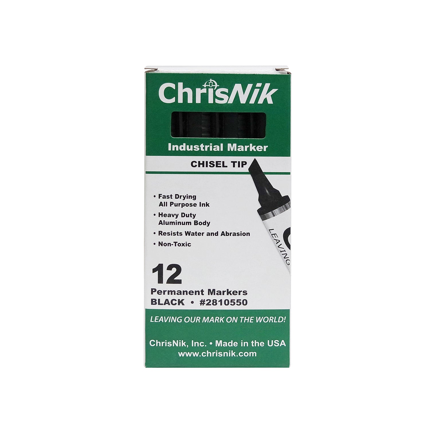 ChrisNik Chisel Tip Permanent Marker - Black, 12 ct -Marking Supplies- eGPS Solutions Inc.