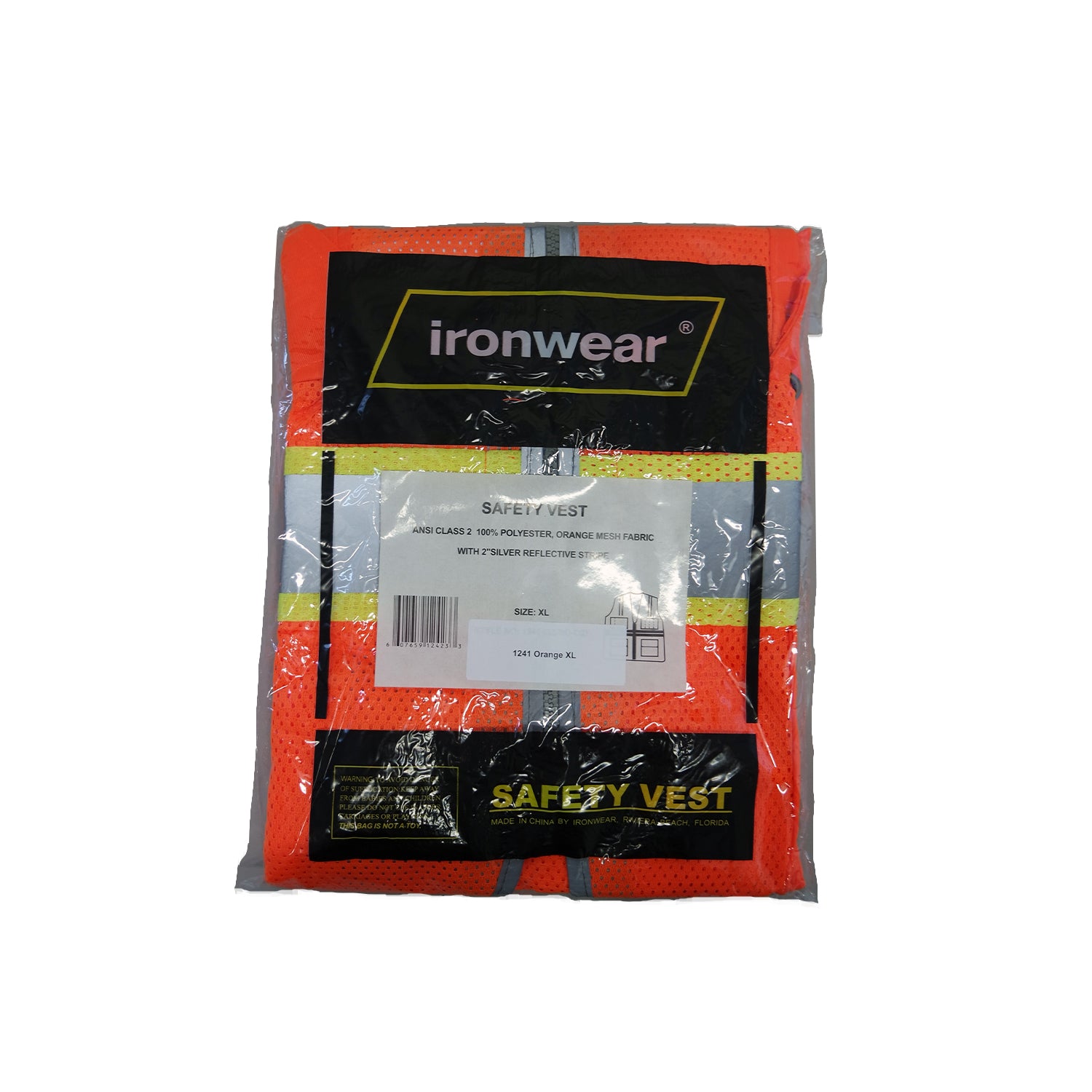 Ironwear Safety Vest 1241, ANSI Class 2 - Orange Mesh, 6 Pockets -Safety- eGPS Solutions Inc.