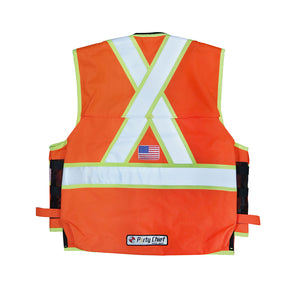 Safety Apparel Heavy Duty X-Back Party Chief Survey Vest, Class 2 - Orange -Safety- eGPS Solutions Inc.