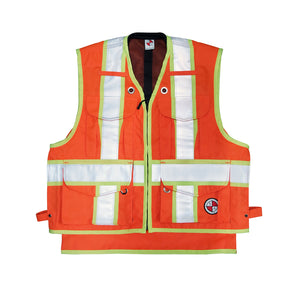 Safety Apparel Heavy Duty X-Back Party Chief Survey Vest, Class 2 - Orange -Safety- eGPS Solutions Inc.