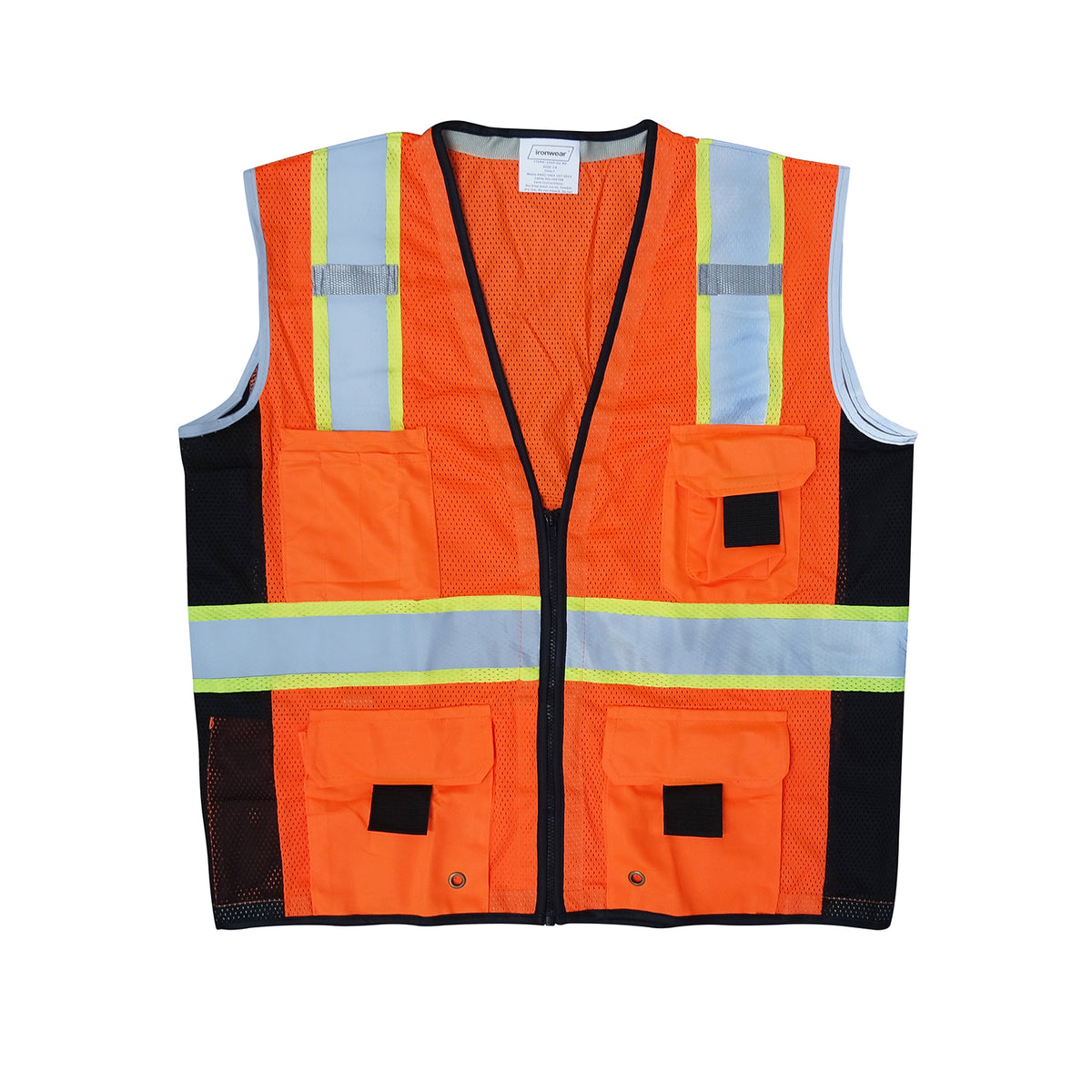 Ironwear Safety Vest, ANSI Class 2 - Orange Mesh, Silver/Lime Stripe -Safety- eGPS Solutions Inc.