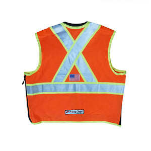 Safety Apparel X-Back Party Chief Summer Weight Survey Vest, Class 2 - Orange -Safety- eGPS Solutions Inc.